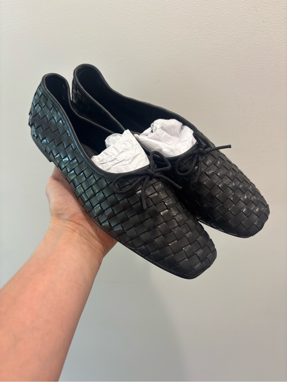 Quince Italian Leather Handwoven Square Toe Ballet Flats - Picture 5 of 11